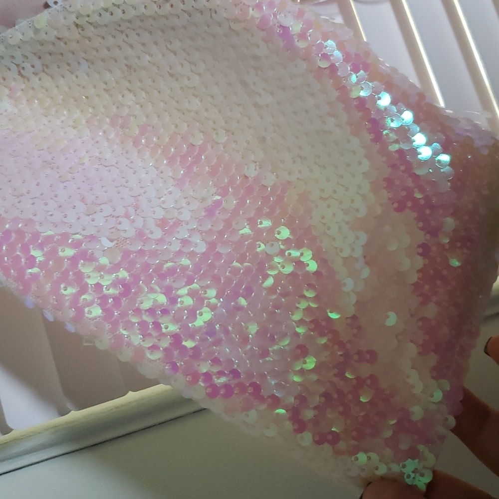 Why Dress Sequin Sleeve Screen Printed T-Shirt Pink- Small - Picture 13 of 15